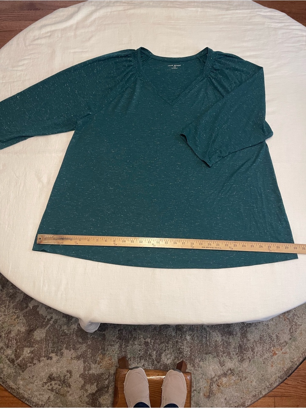 Lane Bryant Sparkling Teal V-Neck Long Sleeve Knit Top